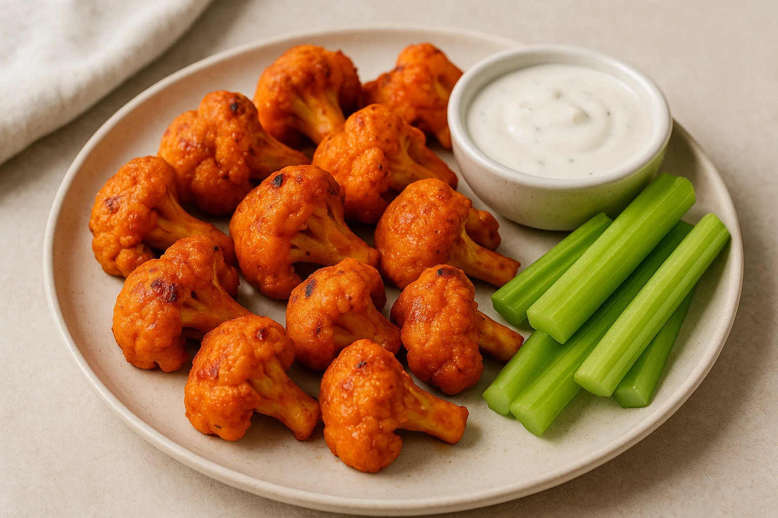 Baked Spicy Buffalo Cauliflower Wings