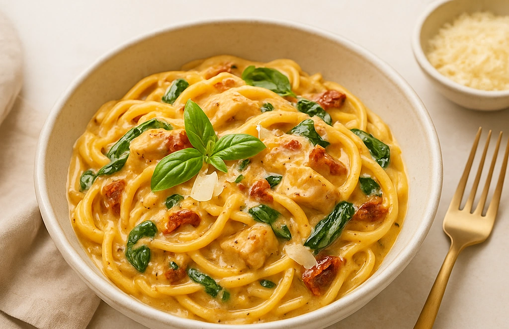 One-Pot Creamy Tuscan Chicken Pasta Recipe