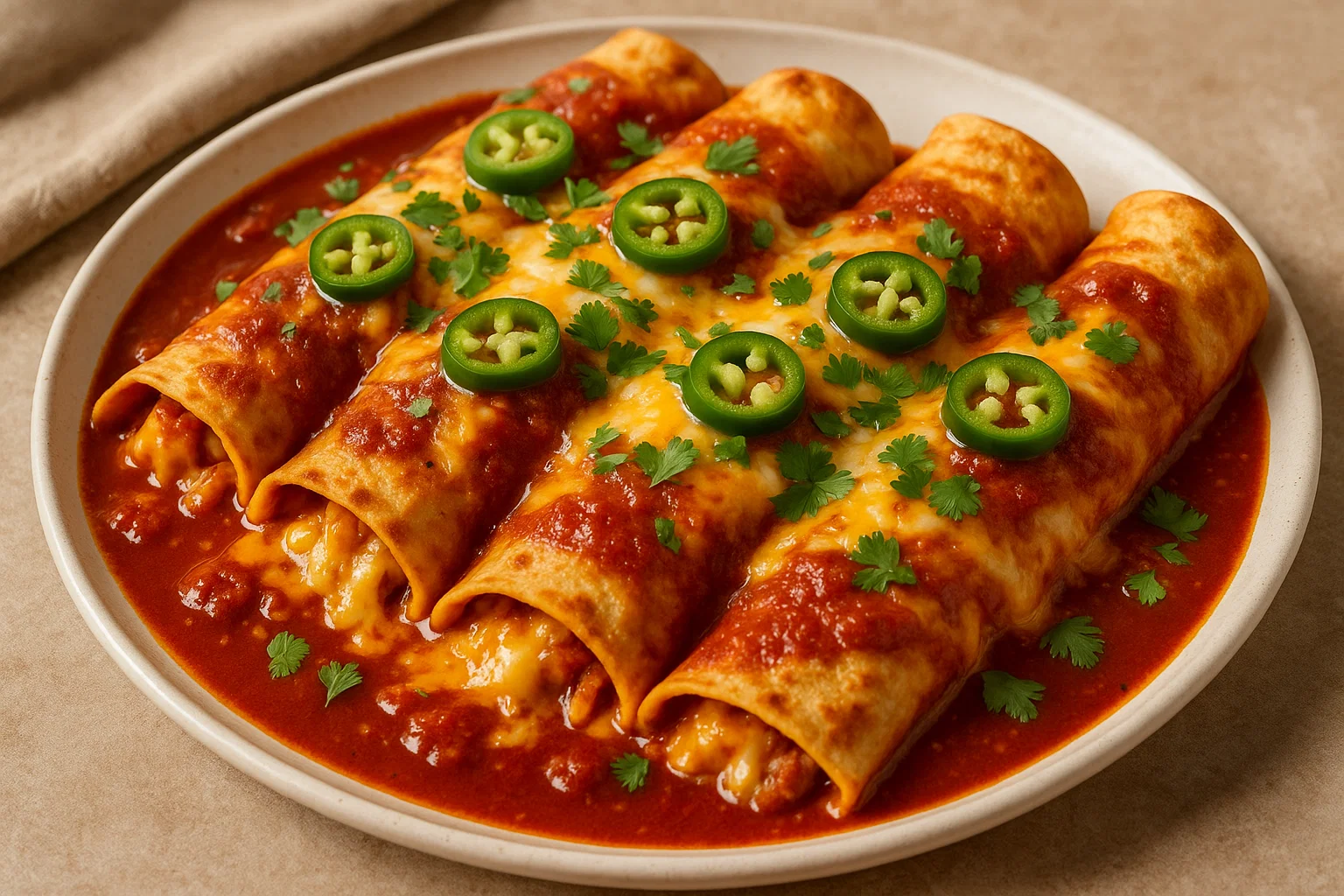 Mexican Cheese Enchiladas with Red Sauce